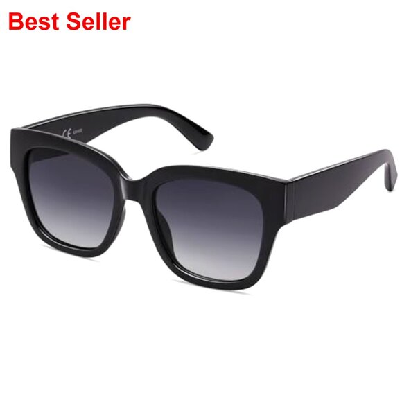 Trendy Polarized Square Sunglasses, Retro Oversized Thick Frame main image 4